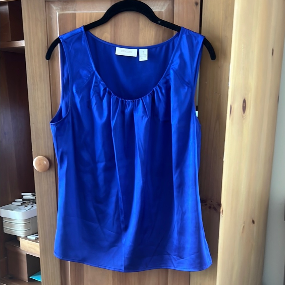 CHICO's Women's Blue Sleeveless Satin Top